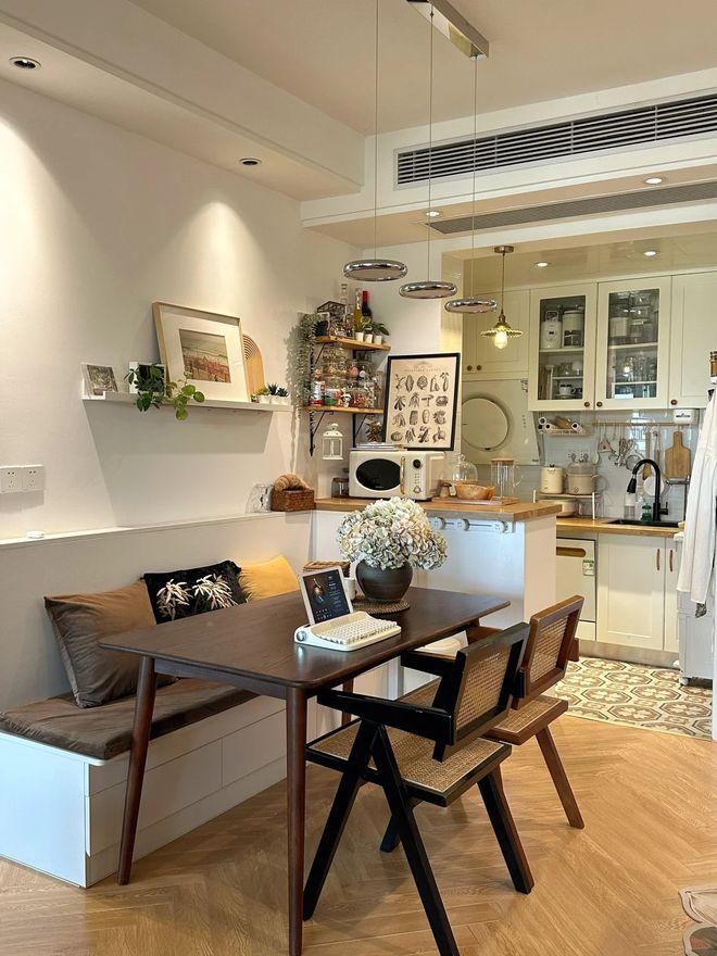 厅餐桌入住后我却真香了！小户型这么装太绝PG麻将胡了试玩平台老公不听劝非要拆了餐(图3)